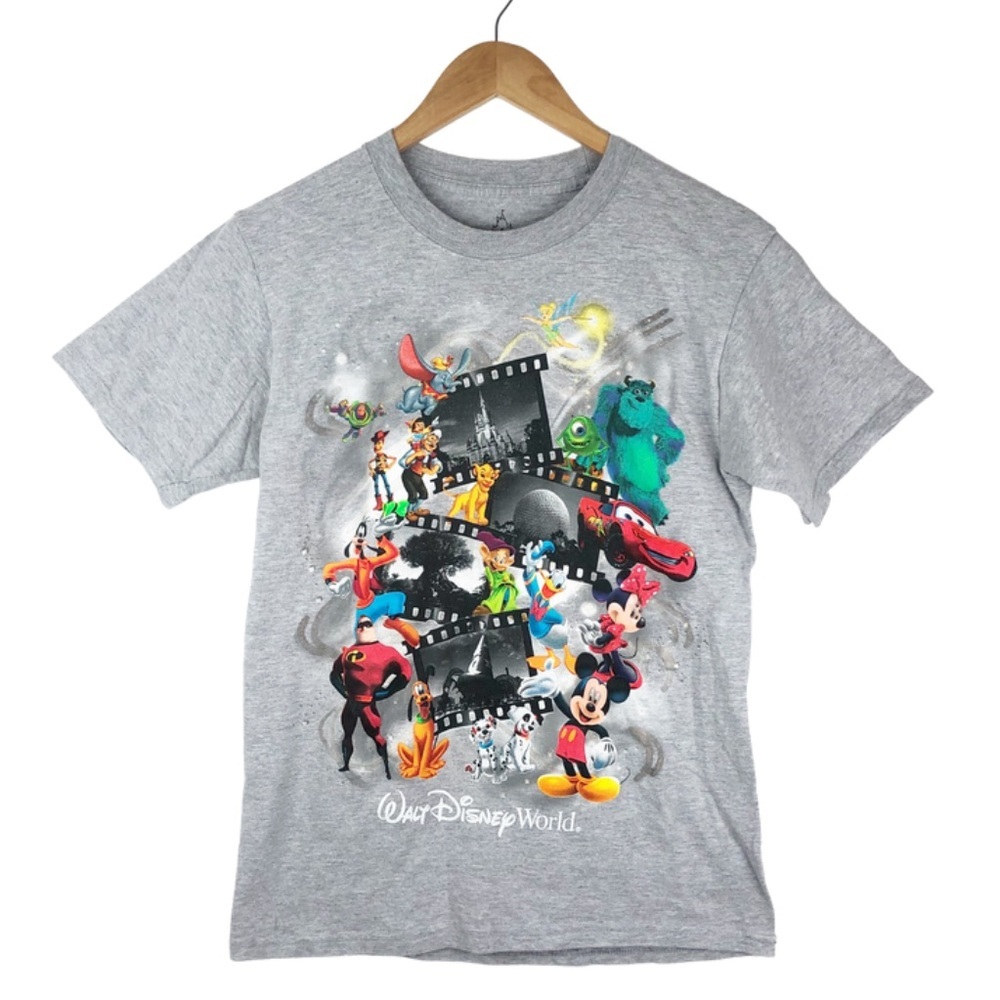Walt Disney World Gray Graphic T Shirt Women's All Over Characters Movie Film - Picture 5 of 14